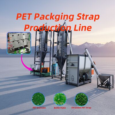 Buon prezzo Macchina per la fabbricazione di strisce in PET con linea di produzione completa dal preessicamento al ripiegamento con fasi di allungamento e incisione a trazione in linea