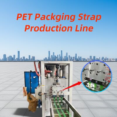 Macchina per la fabbricazione di strisce in PET con linea di produzione completa dal preessicamento al ripiegamento con fasi di allungamento e incisione a trazione